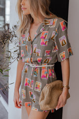 Everlee Romper - Olive Print