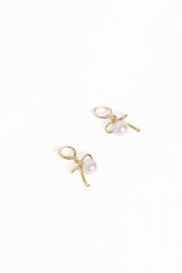 Louisa Bow Earrings - Gold/Pearl