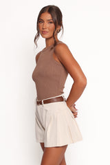 Ari Ribbed Tank - Mocha