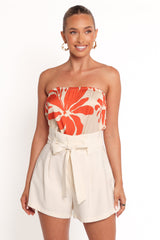 Beca Strapless Top - Red Floral