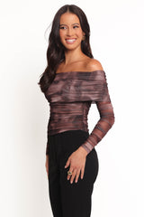 Byron Off Shoulder Top - Brown