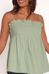 Carson Pleated Top - Sage Green
