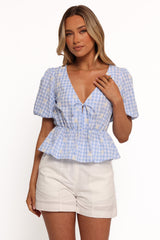 Cecelia Top - Blue Gingham