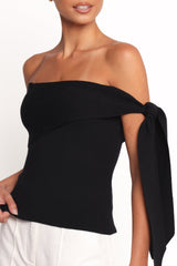 Charama Off Shoulder Knit Top - Black
