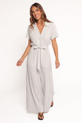 Daila Tie Waist Jumpsuit - White Black