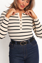 Deni Henley Bodysuit - Stripe