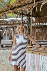 Elfrida Knit Mini Dress - Blue/Brown