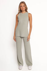 Ellory Knitted Pants Set - Light Sage