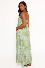 Eudora Maxi Dress - Green Print