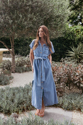Griffin Shirt Maxi Dress - Denim