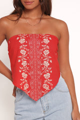 Ilara Strapless Top - Red Floral