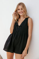 Kallie Tie Front Romper - Black