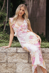 Kaori Midi Dress - Pink Floral