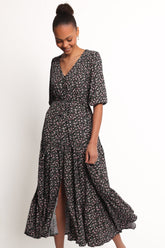 Kelda Dress - Black Rosebud Floral