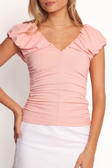 Kenzie Ruched Knit Top - Pink