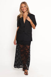 Laken Sheer Lace Maxi Skirt - Black