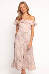Lauryn Off The Shoulder Midi Dress - Blush Rose