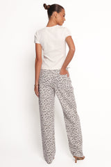Leila Printed Wide Leg Jean - Leopard