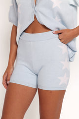 Lela Knitted Shorts - Light Blue Stars