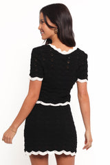 Madalyn Knit Skirt Set - Black