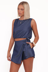 Maggie Chambray Wrap Skort Set - Medium Denim