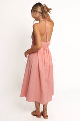 Nadine Halterneck Midi Dress - Pink