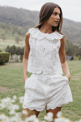 Nimi Eyelet Short Set - White