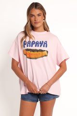 Papaya Graphic Tee - Pale Pink
