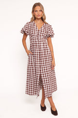 Robinson Maxi Dress - Brown Gingham