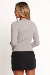 Searie Ribbed Cardigan Top - Grey