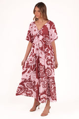 Shanae Maxi Dress - Pink Brown Paisley