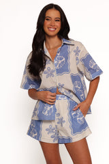 Shellie Short Sleeve Shirt - Blue Dahlia