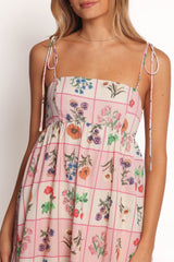 Simona Maxi Dress - Pink Floral Tile