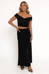 Suri Velvet Maxi Skirt - Black