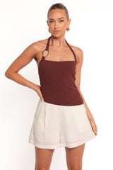 Yulissa Halter Knit Top - Chocolate Brown