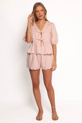 Zarie Scalloped Short Set - Light Pink