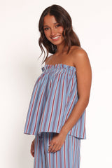 Zemira Strapless Top - Blue Stripe