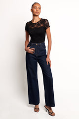 Ziva Lace Overlay Bodysuit - Black