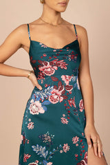 Alejandra Cowl Neck Midi Dress - Emerald