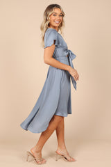 Amanda Hi Lo Tie Front Dress - Blue