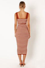 Ledger Midi Dress - Tan Stripe
