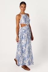 Sena Midi Dress - Blue Floral