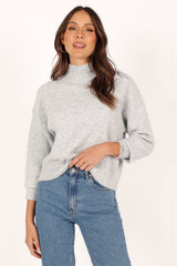 Brianna Mockneck Knit Sweater - Heather Grey