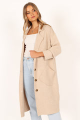 Ivy Button Front Coatigan - Oatmeal