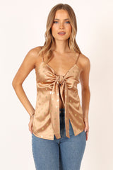 Leif Tie Front Cami - Bronze/Gold