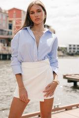 Murphy Button Up Long Sleeve Top - Blue Stripe