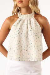 Willa Halterneck Top - Blue Floral