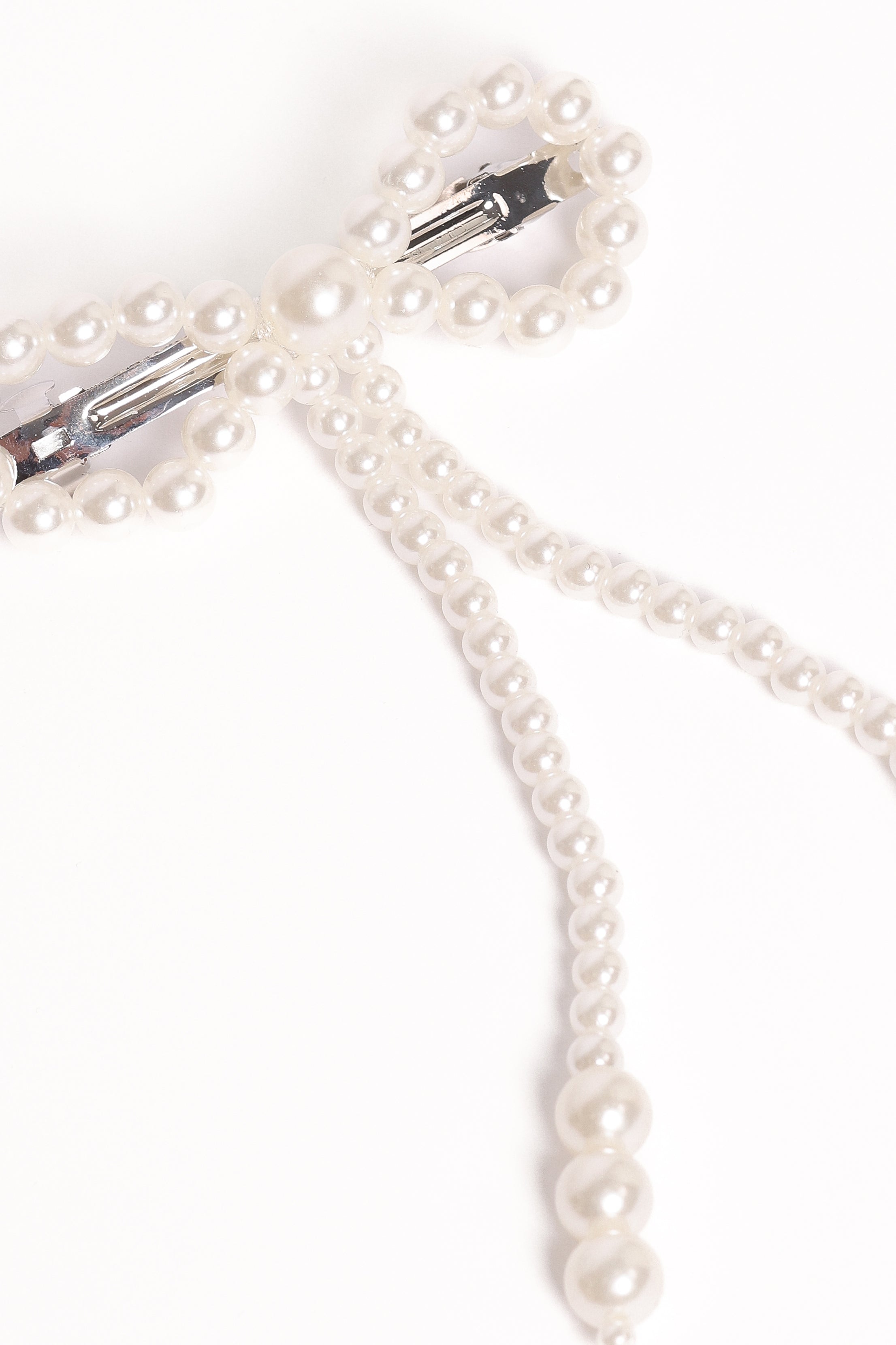 Marcella Hair Bow Clip - Pearl