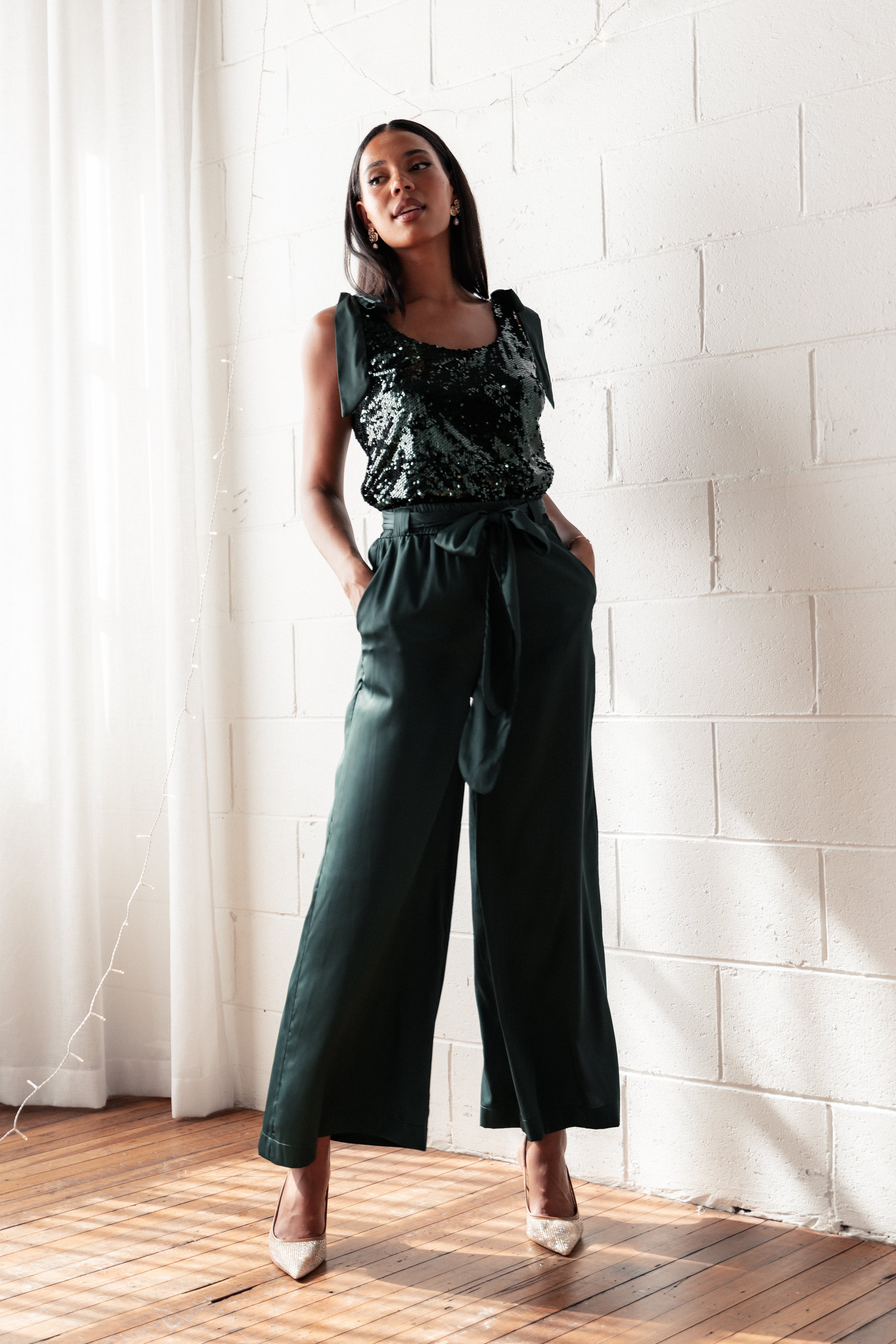 Miah Sequin Top - Emerald