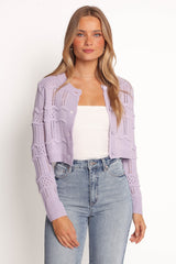 Aidy Crop Button Front Cardigan - Lilac